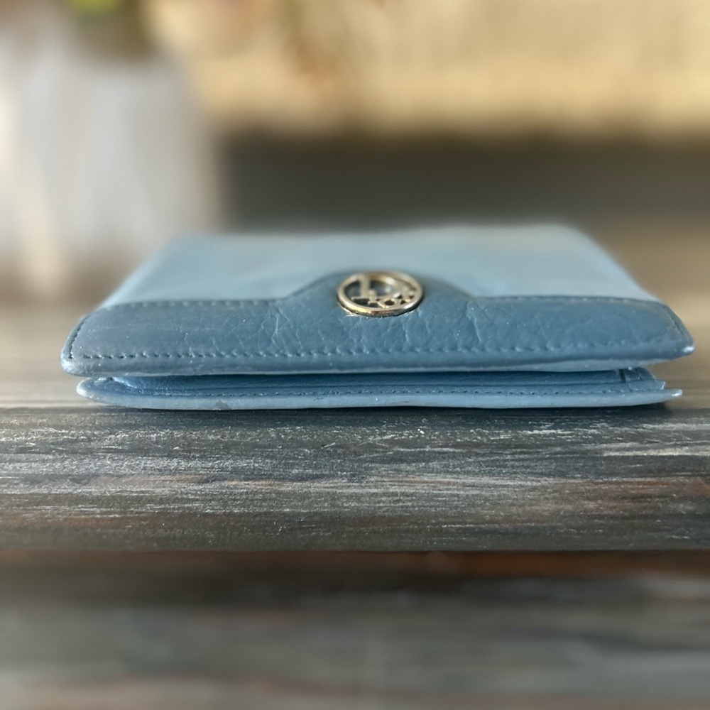 Dior Rare Dusty Sky Blue Soft Lambskin Genuine Leather Compact Wallet Purse - Picture 9 of 12